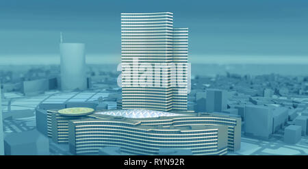 Palazzo Lombardia, Milan, Porta Nuova, gratte-ciel, la région de Lombardie, la place ville de Lombardie. L'Italie. Le rendu 3D Banque D'Images