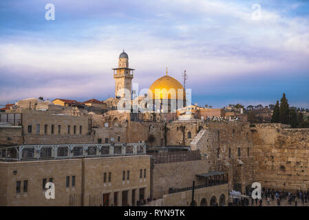 Le Mur des lamentations et Dôme du Rocher, Jérusalem Banque D'Images