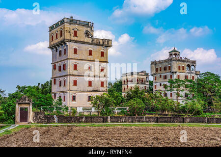 KAIPING, CHINE - 25 OCTOBRE : diaolous de bâtiments anciens dans Zili Village, Site du patrimoine mondial de l'UNESCO le 25 octobre. 2018 de Kaiping Banque D'Images