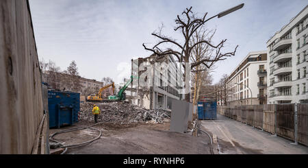 Démolition d'un bâtiment en Emser Str. à Berlin pour faire place à la construction de nouveaux appartements de luxe Banque D'Images