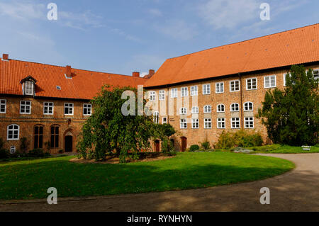 Abbaye d'Ebstorf : cour intérieure, Lüneburg Heath, district d'Uelzen, Basse-Saxe, Allemagne Banque D'Images