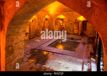 12. siècle et la mosquée historique Pişirici Kasteli, un célèbre l'architecture de l'eau avec toilettes et une baignoire d'eau souterraine, Gaziantep Turquie Banque D'Images