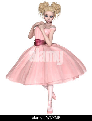 Cute blonde ballerine dans un Tutu Rose Banque D'Images