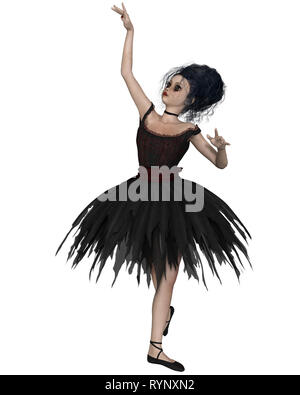 Petite ballerine gothique en noir Tutu Banque D'Images