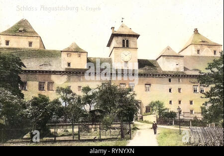 Jagdschloss Augustusburg, horloges en Saxe, 1908, Landkreis Mittelsachsen, Augustusburg, Schloß, Allemagne Banque D'Images