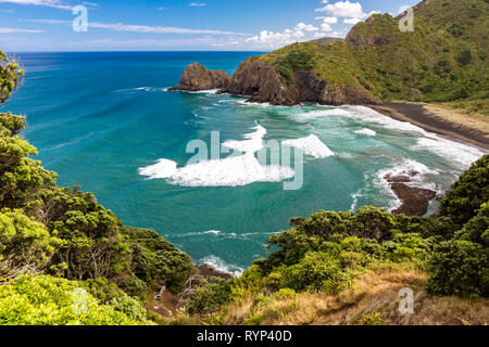 Piha black sand beach, New Zealand Banque D'Images