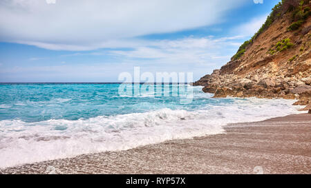 Vue panoramique de la plage Coll Baix sur Majorque, Espagne. Banque D'Images