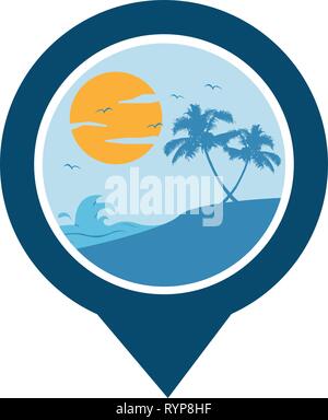 Logo plage GPS vector Illustration de Vecteur