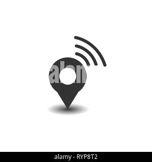 L'emplacement du pointeur de carte de connexion wifi avec l'icône pin vecteur symbole Illustration de Vecteur