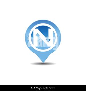 Lettre N pointeur GPS logo carte Illustration de Vecteur