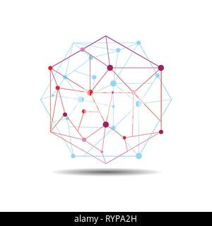 Logo hexagonal hexagonal - blockchain la technologie. Hexagone avec lignes connectées pour marque, étiquette, logo, logotype de contrat smart symbole de bloc Illustration de Vecteur