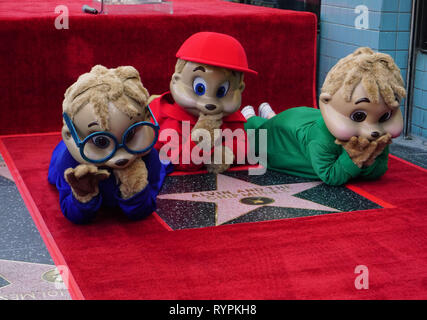 Los Angeles, USA. 14Th Mar, 2019. Alvin et les Chipmunks Hollywood Star 002 célébrer Alvin & les chipmunks' 60e anniversaire avec une étoile sur le Hollywood Walk of Fame Le 14 mars 2019 à Hollywood, Californie Crédit : Tsuni/USA/Alamy Live News Banque D'Images