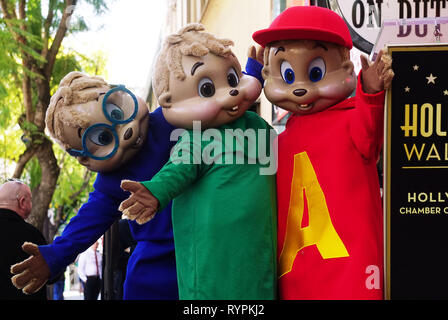 Los Angeles, USA. 14Th Mar, 2019. Alvin et les Chipmunks Hollywood Star 005 célébrer Alvin & les chipmunks' 60e anniversaire avec une étoile sur le Hollywood Walk of Fame Le 14 mars 2019 à Hollywood, Californie Crédit : Tsuni/USA/Alamy Live News Banque D'Images