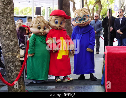 Los Angeles, USA. 14Th Mar, 2019. Alvin et les Chipmunks Hollywood Star 006 célébrer Alvin & les chipmunks' 60e anniversaire avec une étoile sur le Hollywood Walk of Fame Le 14 mars 2019 à Hollywood, Californie Crédit : Tsuni/USA/Alamy Live News Banque D'Images