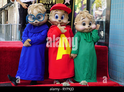 Los Angeles, USA. 14Th Mar, 2019. Alvin et les Chipmunks Hollywood Star 007 célébrer Alvin & les chipmunks' 60e anniversaire avec une étoile sur le Hollywood Walk of Fame Le 14 mars 2019 à Hollywood, Californie Crédit : Tsuni/USA/Alamy Live News Banque D'Images