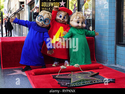 Los Angeles, USA. 14Th Mar, 2019. Alvin et les Chipmunks Hollywood Star 027 célébrer Alvin & les chipmunks' 60e anniversaire avec une étoile sur le Hollywood Walk of Fame Le 14 mars 2019 à Hollywood, Californie Crédit : Tsuni/USA/Alamy Live News Banque D'Images