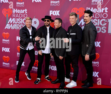 Los Angeles, USA. 14Th Mar, 2019. LOS ANGELES, CA. 14 mars 2019 : Backstreet Boys, AJ McLean, Kevin Richardson, Nick Carter, Howie Dorough, Brian Littrell & au iHeartRadio Music Awards 2019 au Théâtre de Microsoft. Photo : Paul Smith/Featureflash Crédit : Paul Smith/Alamy Live News Banque D'Images