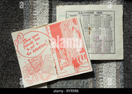 Le Cavern Club, Carte de membre, 1963, Liverpool, UK Banque D'Images