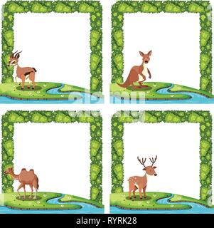 Ensemble de nature animale border illustration Illustration de Vecteur