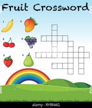 Un modèle de jeu de mots croisés fruits illustration Illustration de Vecteur