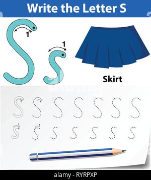 S lettre alphabet traçage illustration feuilles Illustration de Vecteur