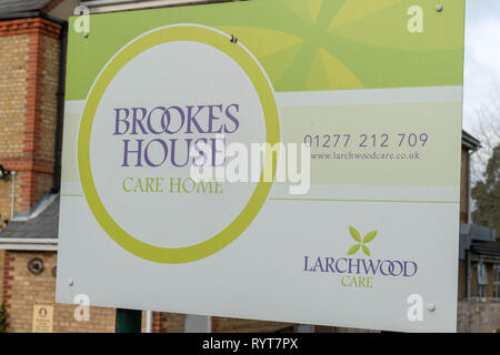 Brentwood Essex 15 mars 2019 Brookes House, une propriété de Larchwood, est un foyer de soins d'aide à la vie autonome avec environ trente habitants a annoncé qu'elle est de fermer en raison de devenir financièrement viables. Ian Davidson Crédit/Alamy Live News Banque D'Images