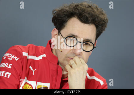 Melbourne, Australie. Mar 15, 2019. Melbourne, Australie Le Sport Grand Prix de Formule 1 l'Australie 2019 Dans le pic : conférence de presse officielle de la Fia, Mattia Binotto (ITA) Ferrari Team Principal Crédit : LaPresse/Alamy Live News Banque D'Images