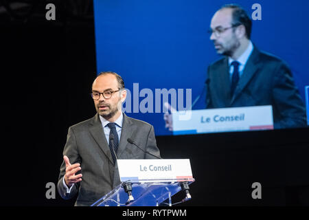 Edouard Philippe Premier ministre français présent à l'élection du délégué général du parti La république en marche : Christophe Castaner Banque D'Images