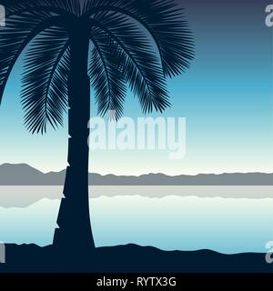 Palmier sur la plage de blue background vector illustration EPS10 Illustration de Vecteur