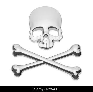 Tête de mort Pirate badge autocollant de voiture sur isolés. Banque D'Images