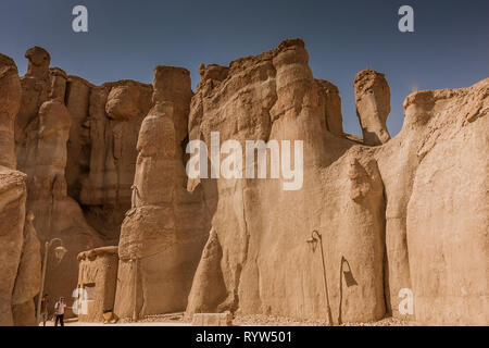 Les formations de grès autour de Al Khobar Caves (Jebel Qarah), Al Hofuf (Arabie Saoudite) Banque D'Images