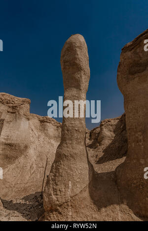 Les formations de grès autour de Al Khobar Caves (Jebel Qarah), Al Hofuf (Arabie Saoudite) Banque D'Images