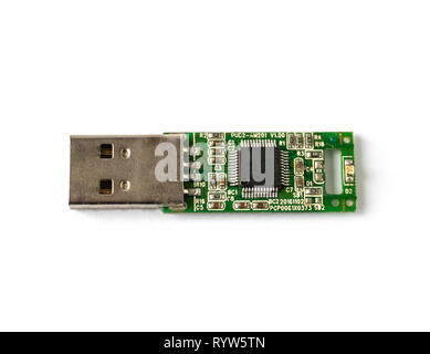 Convertisseur pour connecter un microcontrôleur à un ordinateur sur un fond blanc, close-up Banque D'Images