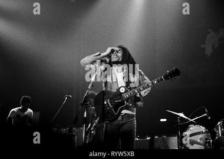 Musicien jamaïcain Bob Marley effectuant à Munich, 1977. Banque D'Images