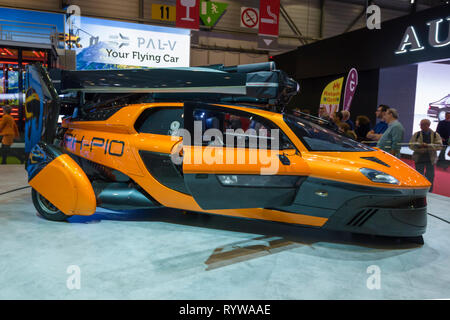 Genève / Suisse - 9 mars 2019 : Salon International de l'Automobile de Genève, PAL-V Liberté voiture volante Banque D'Images