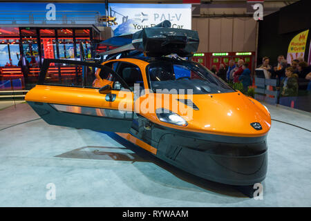 Genève / Suisse - 9 mars 2019 : Salon International de l'Automobile de Genève, PAL-V Liberté voiture volante Banque D'Images