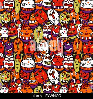 Couleur motif personnages drôles Illustration de Vecteur