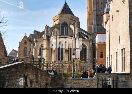 BRUGES, BELGIQUE - 17 février 2019 - église Notre Dame Banque D'Images