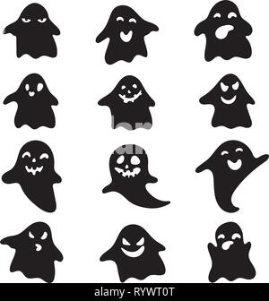 Des fantômes effrayants sont des vecteurs d'émotions. Bonjour, Halloween. Illustration de Vecteur