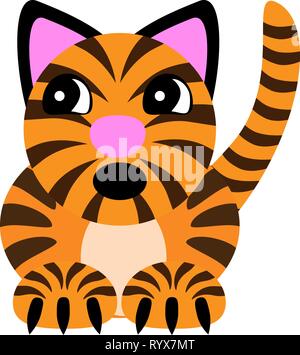 Cute simple caricature Cat Tiger Vector Illustration Illustration de Vecteur