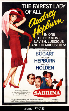 AUDREY HEPBURN, Humphrey Bogart, WILLIAM HOLDEN POSTER, Sabrina, 1954 Banque D'Images