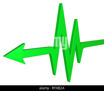 Green Arrow symbolique healthcare cardio, 3d illustration, horizontal, sur fond blanc, isolé Banque D'Images