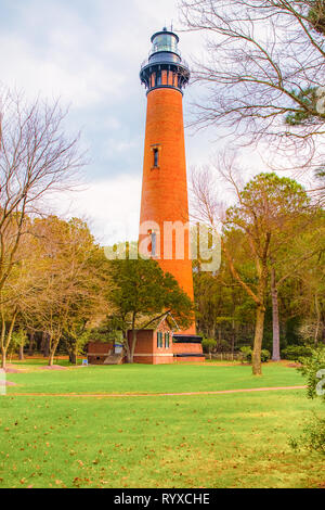 Le quartier historique de Currituck Lighthouse est situé dans la région de corolle en Caroline du Nord Outer Banks Banque D'Images