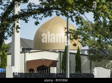 Christchurch, Canterbury, Nouvelle-Zélande. Mar 16, 2019. La mosquée Al Noor, où 41 personnes ont été tuées par un homme armé. Ceinturée de police une large bande de la région qu'ils ont poursuivi leur enquête. Credit : PJ Heller/ZUMA/Alamy Fil Live News Banque D'Images