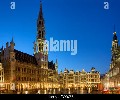 Hôtel de Ville de Bruxelles sur la Grand Place, la Belgique. Banque D'Images