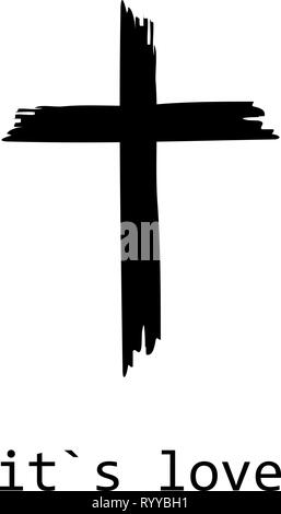 Cross avec du texte c'est l'amour sur fond blanc Illustration de Vecteur