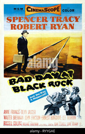 SPENCER TRACY POSTER, MAUVAISE JOURNÉE À BLACK ROCK, 1955 Banque D'Images