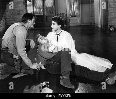 JOHN CARRADINE, BEN COOPER, Joan Crawford, JOHNNY GUITAR, 1954 Banque D'Images