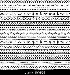 Résumé motif géométrique transparente, moderne style dessiné à la main inspiré ethnique en noir et blanc Illustration de Vecteur