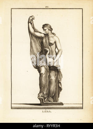 Statue de Léda, princesse Étolienne plus tard, la Reine de Sparte, séduite par Zeus sous la forme d'un cygne. La gravure sur cuivre par David Francois-Anne de musée de Florence, ou Collection des pierres Gravees, statues, médailles, Chez F.A. David, Paris, 1787. David (1741-1824) a appelé et gravé les illustrations sur la base de statues romaines, médailles et pierres gravées dans la collection du musée de Florence et le cabinet de curiosités du Grand-duc de Toscane. Banque D'Images